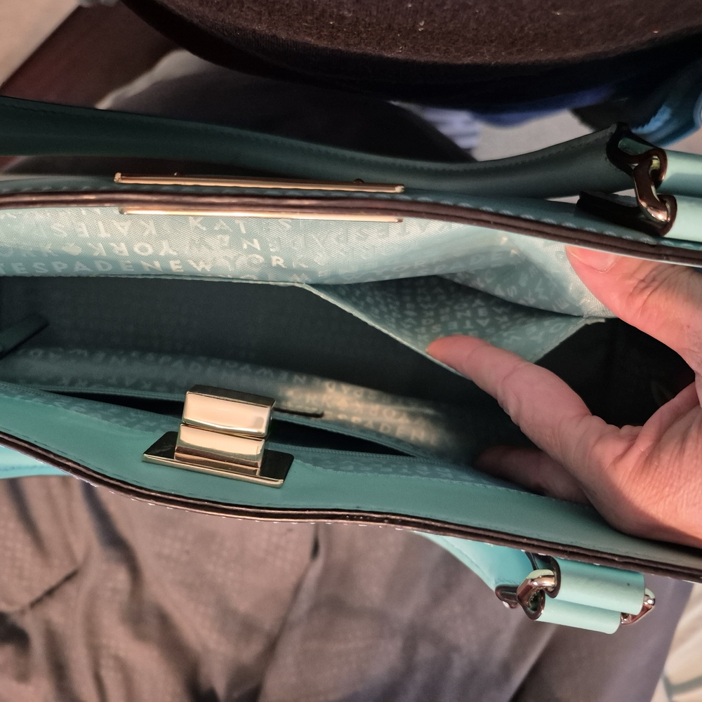 Kate Spade Orchard Valley Smooth Purse In Soft Aqua - Picture 7 of 8
